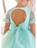 Short Sleeves Mint Heart Back Baby Flower Girl Dress